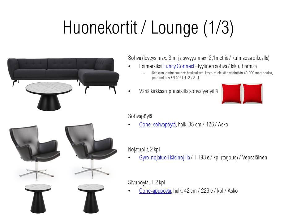 Vaihtoehto 2 lounge huonekortti